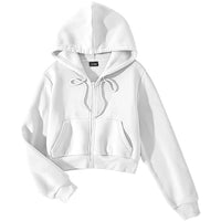 FUNKY MONKEY Soft Fleece Crop Zipper Hoodie for Girls and Womens Sweatshirt