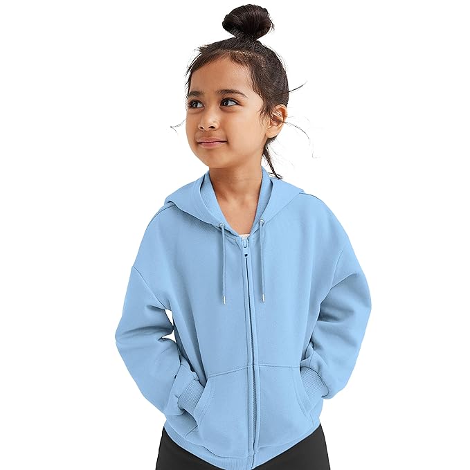 FUNKY MONKEY Kids Hooded Sweatshirt for Girls Soft Brushed Fleece Zip-Up Hoodies