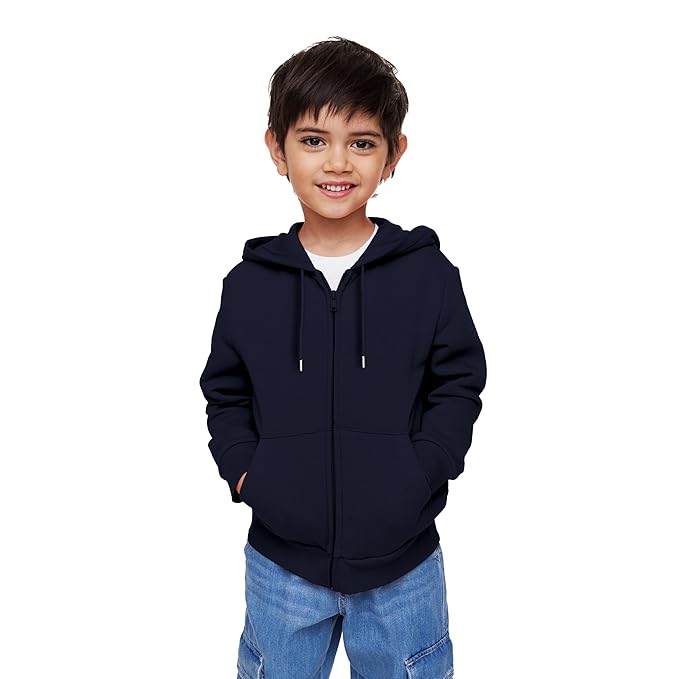 FUNKY MONKEY Kids Hooded Sweatshirt for Boys Soft Brushed Fleece Zip-Up Hoodie