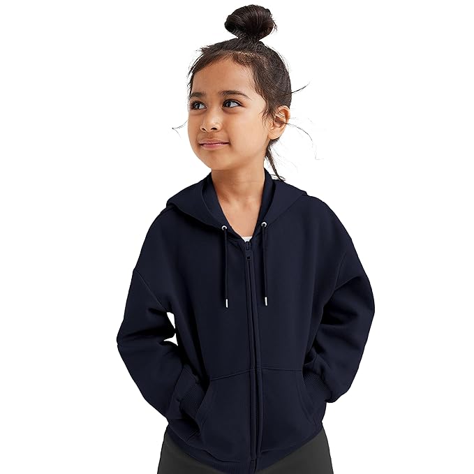 FUNKY MONKEY Kids Hooded Sweatshirt for Girls Soft Brushed Fleece Zip-Up Hoodies