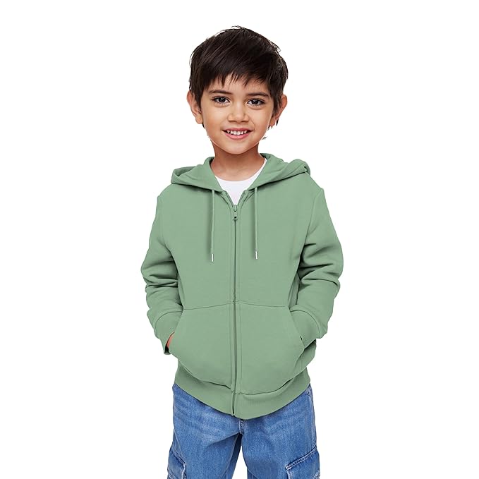 FUNKY MONKEY Kids Hooded Sweatshirt for Boys Soft Brushed Fleece Zip-Up Hoodie