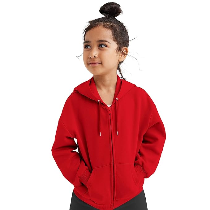 FUNKY MONKEY Kids Hooded Sweatshirt for Girls Soft Brushed Fleece Zip-Up Hoodies