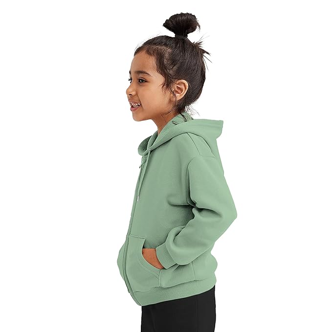 FUNKY MONKEY Kids Hooded Sweatshirt for Girls Soft Brushed Fleece Zip-Up Hoodies