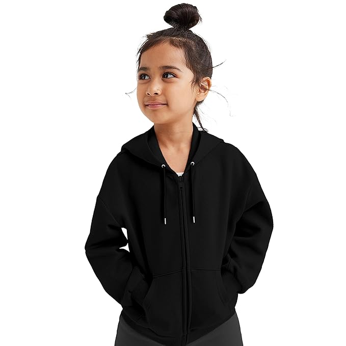 FUNKY MONKEY Kids Hooded Sweatshirt for Girls Soft Brushed Fleece Zip-Up Hoodies