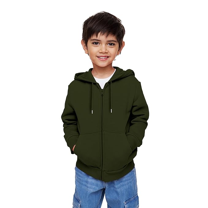 FUNKY MONKEY Kids Hooded Sweatshirt for Boys Soft Brushed Fleece Zip-Up Hoodie