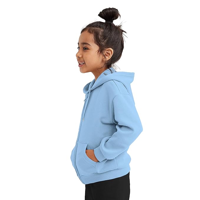 FUNKY MONKEY Kids Hooded Sweatshirt for Girls Soft Brushed Fleece Zip-Up Hoodies