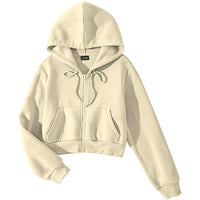 FUNKY MONKEY Soft Fleece Crop Zipper Hoodie for Girls and Womens Sweatshirt