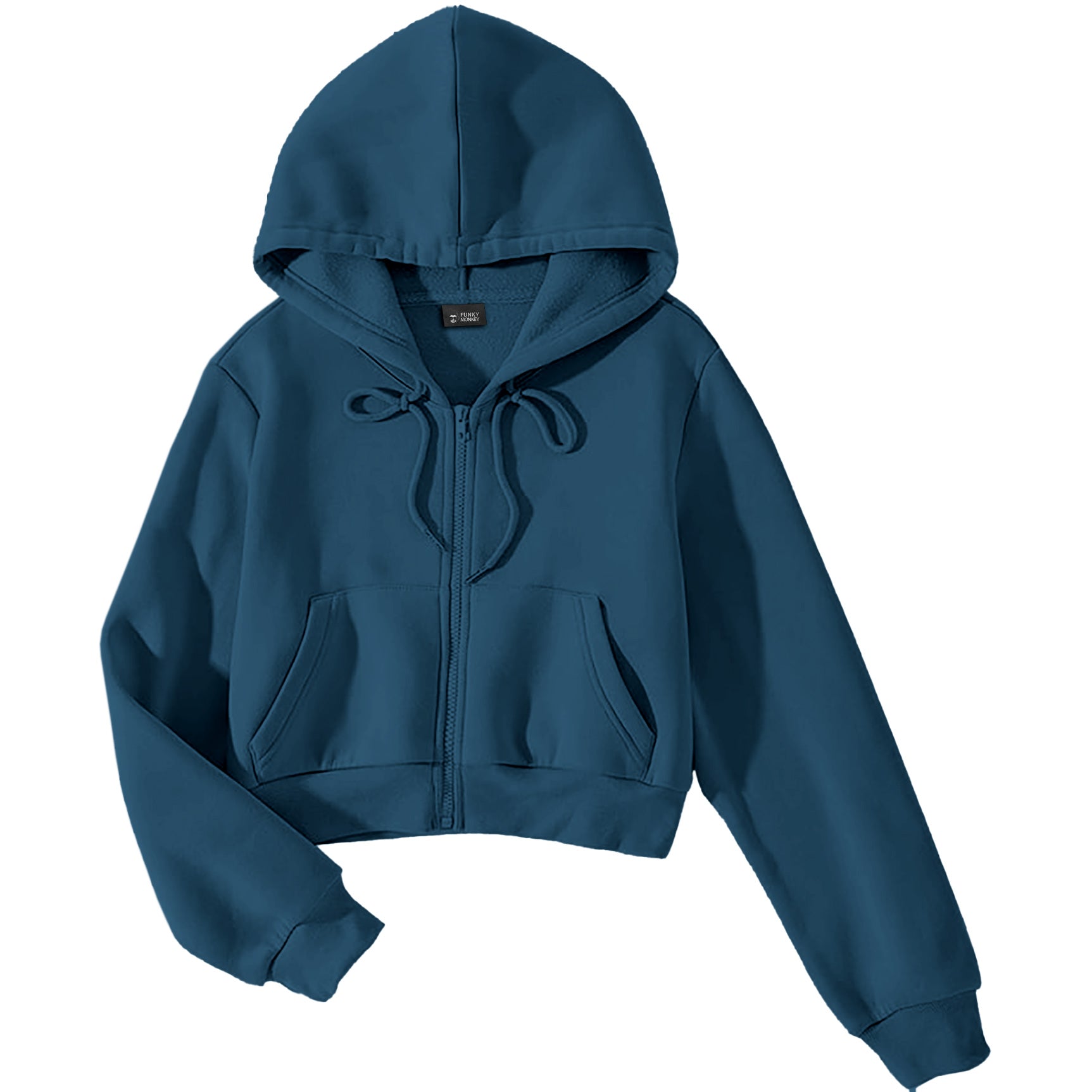 FUNKY MONKEY Soft Fleece Crop Zipper Hoodie for Girls and Womens Sweat