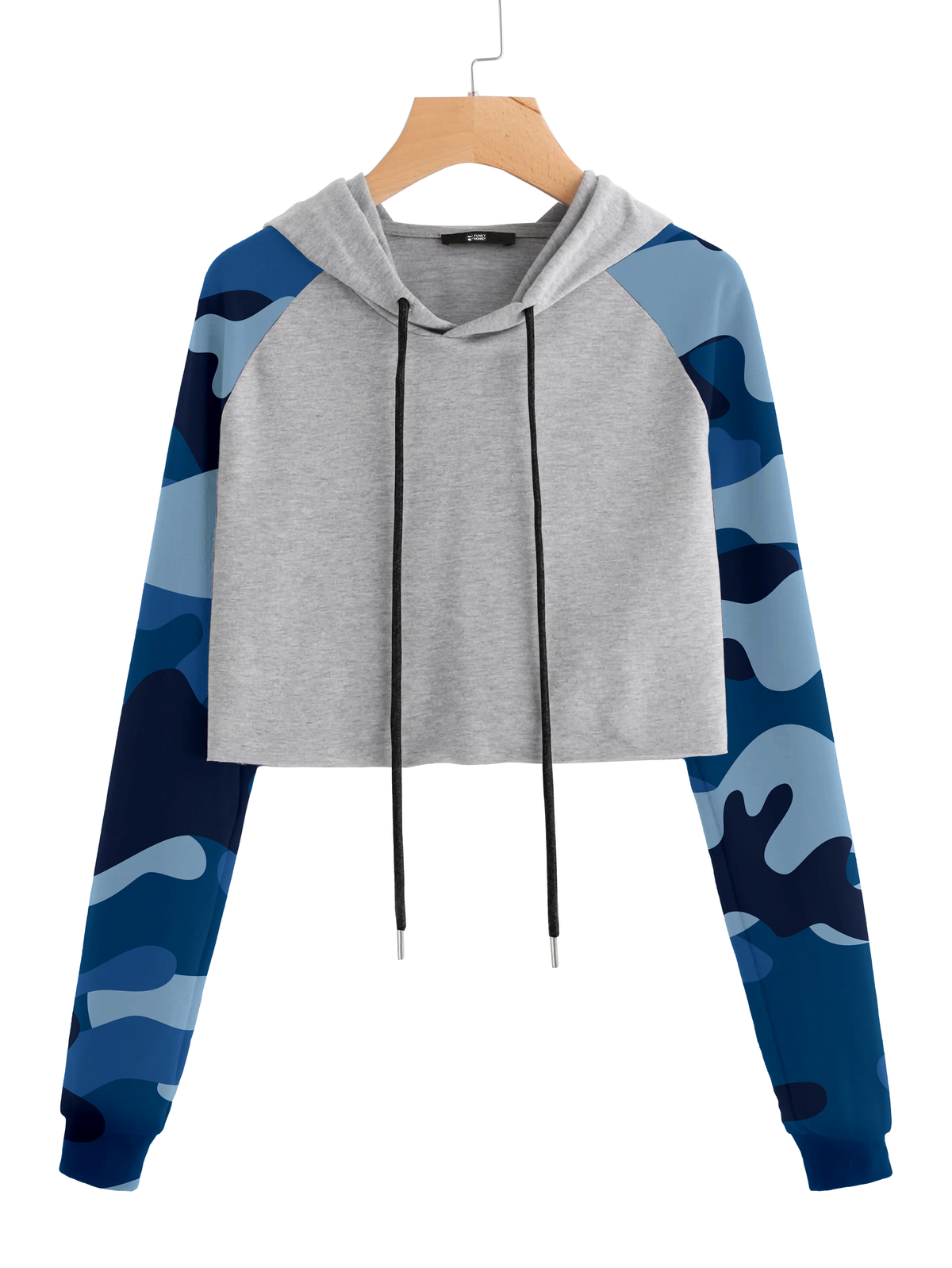 Women's Cotton Blend Regular Raglan Camouflage Cropped Hooded Neck Sweatshirt for Both Winter & Summer Wear