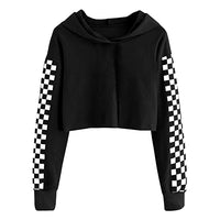 Crop Hoodie Checks Printed On Hand  for Kids and Women