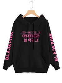 Blackpink Drawstring Hoodie Lisa Jennie Jisoo Rosé K-pop Long Sleeve Printing Hooded Sweatshirt Pull on 300 GSM Fleece