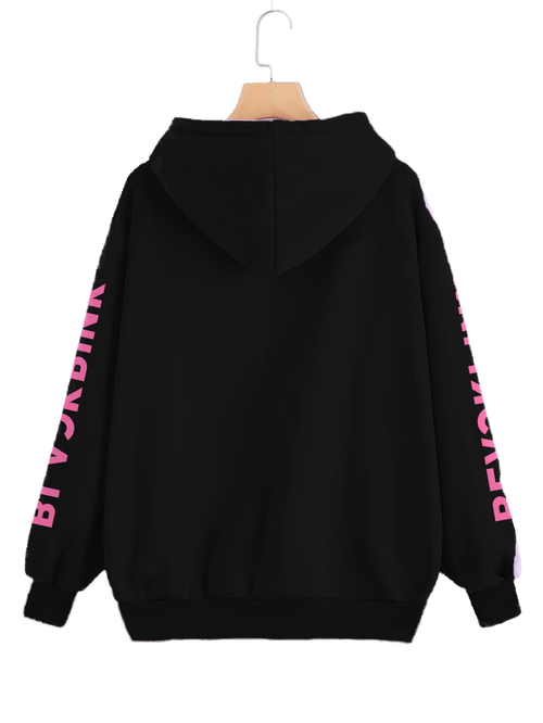 Blackpink Drawstring Hoodie Lisa Jennie Jisoo Rosé K-pop Long Sleeve Printing Hooded Sweatshirt Pull on 300 GSM Fleece