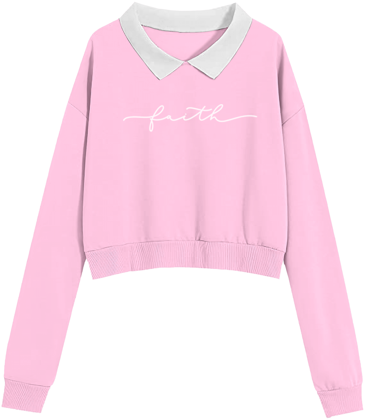 Collar Crop Top Long Sleeve Pullover Kids Women