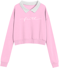 Collar Crop Top Long Sleeve Pullover Kids Women