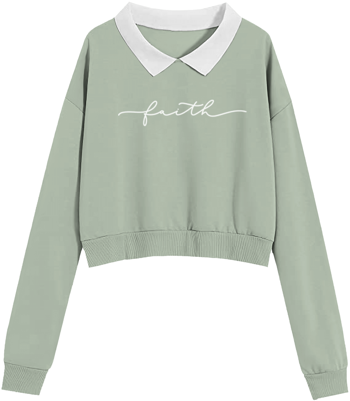 Collar Crop Top Long Sleeve Pullover Kids Women