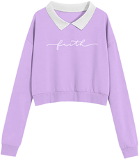 Collar Crop Top Long Sleeve Pullover Kids Women